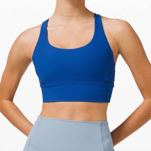 Lululemon Energy Bra Long Line Ribbed in  Regatta SZ 8 - Picture 1 of 5